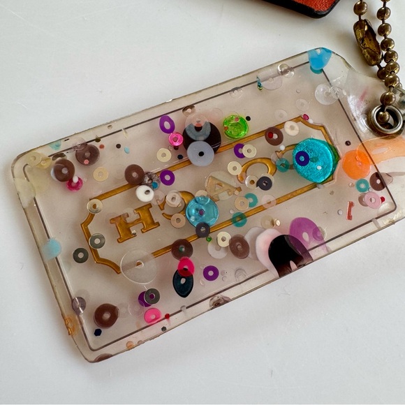 Coach Poppy XL Confetti Lucite & Orange Leather Hangtag Set - Picture 6 of 8